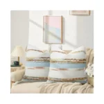 Pyonic Boho Throw Pillow Covers 18x18inch,pack Of 2 Striped Tufted