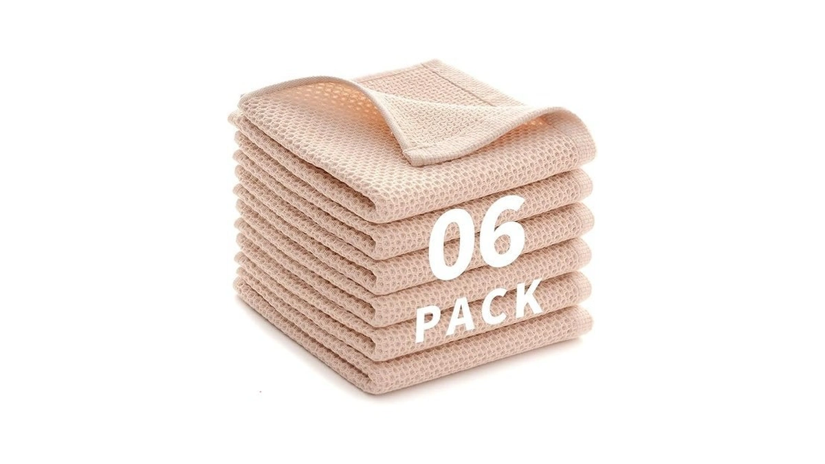 Likguest Cotton Dish Towels 6 Pack,12x12 Inch – Super Absorbent,