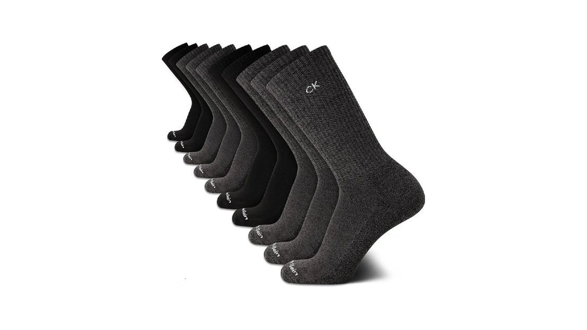 Calvin Klein Mens Crew Socks - 10 Pack Cushioned Athletic