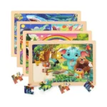 4 Packs 24 Pcs Wooden Puzzles For Kids Ages 3-5,