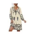 Eddoyee Womens Summer Casual Dresses 3/4 Sleeve Boho Floral Dress