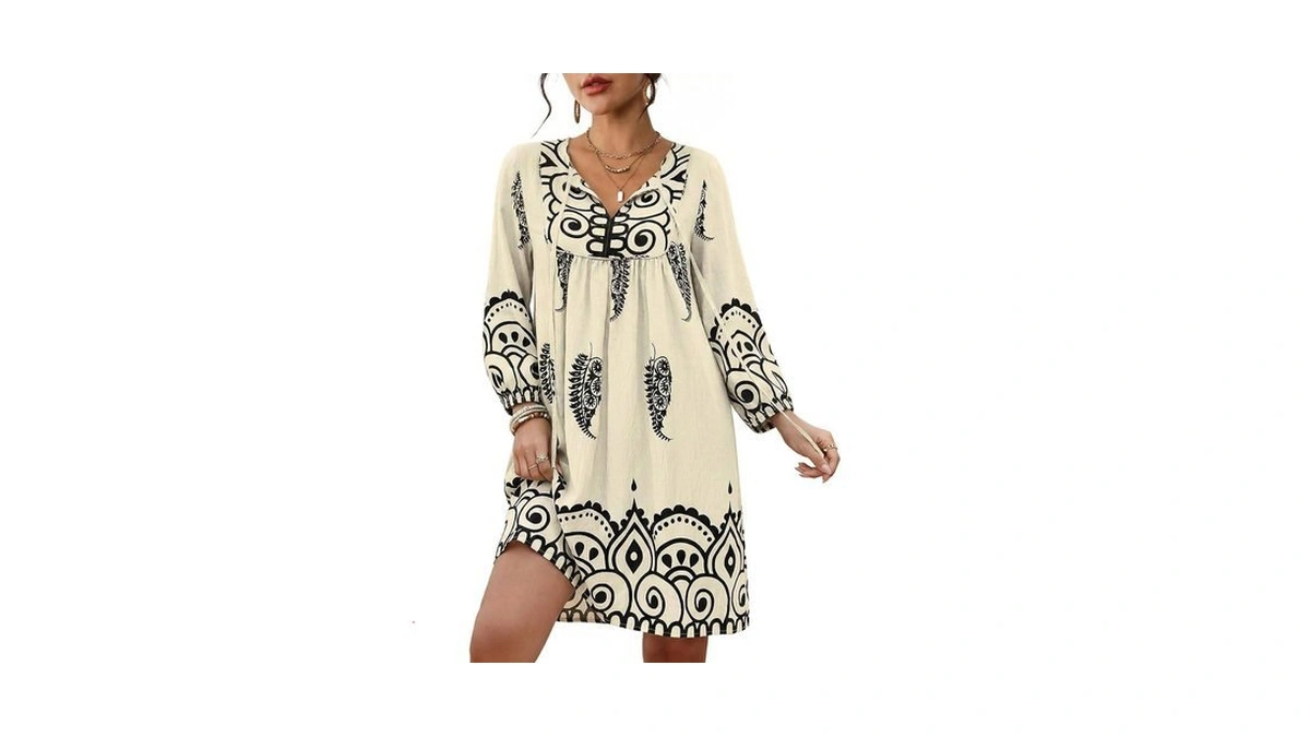 Eddoyee Womens Summer Casual Dresses 3/4 Sleeve Boho Floral Dress