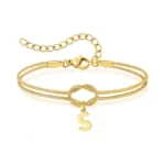 Jollone Gold Bracelets For Women-initial Bracelet With Love Knot, Adjustable