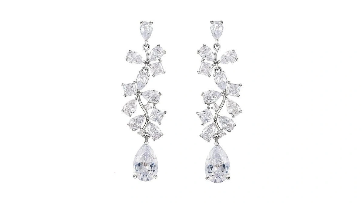 Sweetv Wedding Earrings For Brides Bridesmaid, Crystal Bridal Earrings, Cubic