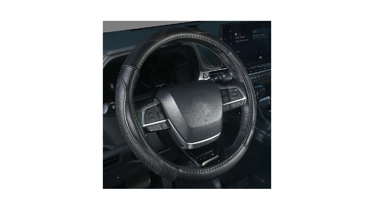 Kafeek 15 Inch Genuine Top-grain Leather Steering Wheel Cover, Anti-slip