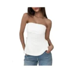 Cicy Bell Womens Strapless Tube Tops Fitted Ribbed Knit Y2k