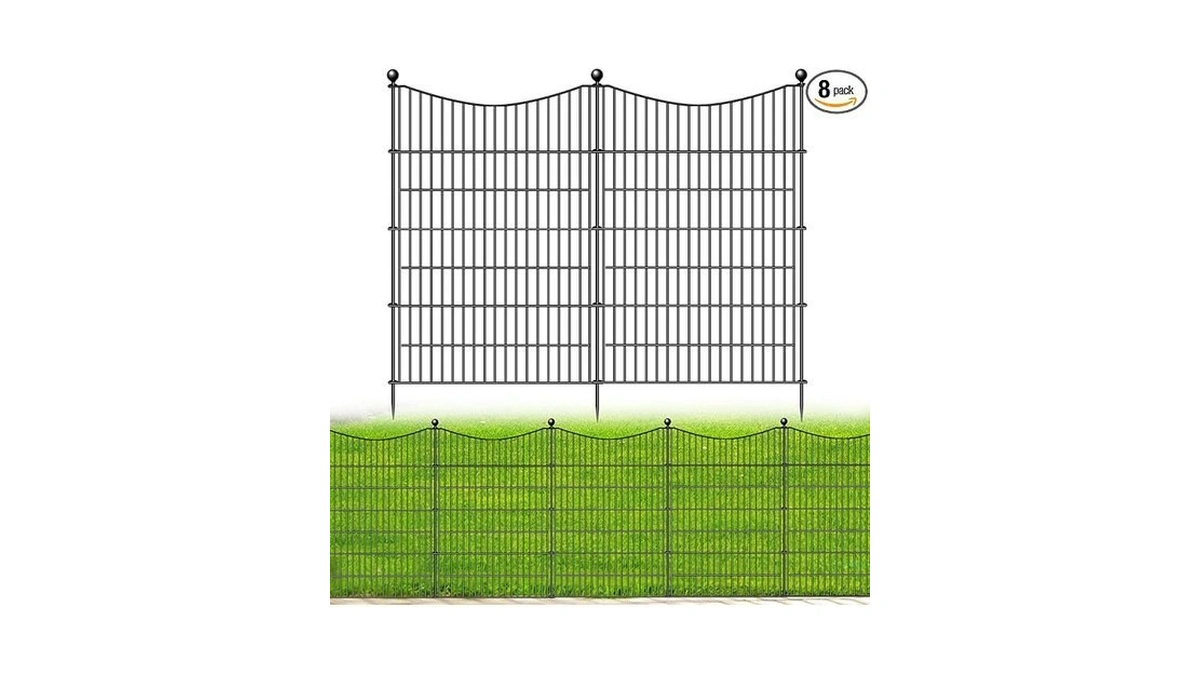 8 Panels No Dig Dog Fence Outdoor For Yard, 48
