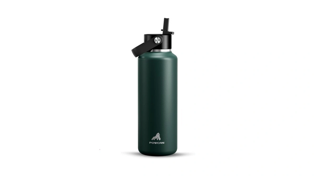 Powcan 18 Oz Water Bottle Insulated: Leakproof Lid With Straw,