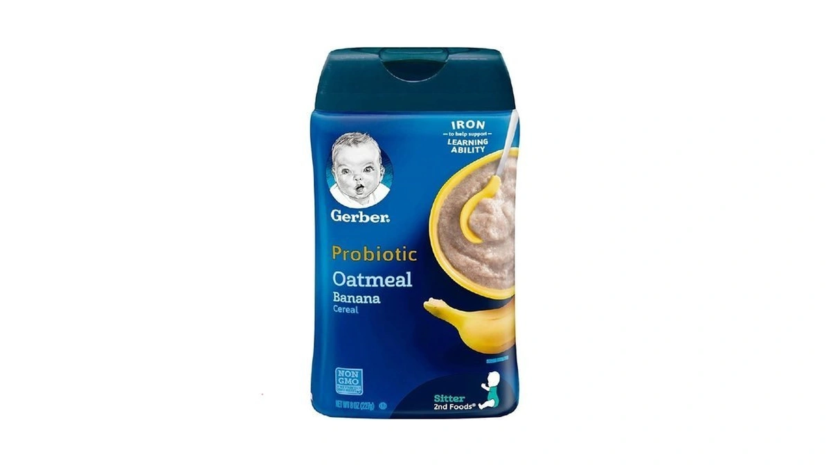 Gerber Stage 2 Baby Food, Oatmeal Banana Cereal, Probiotics Support