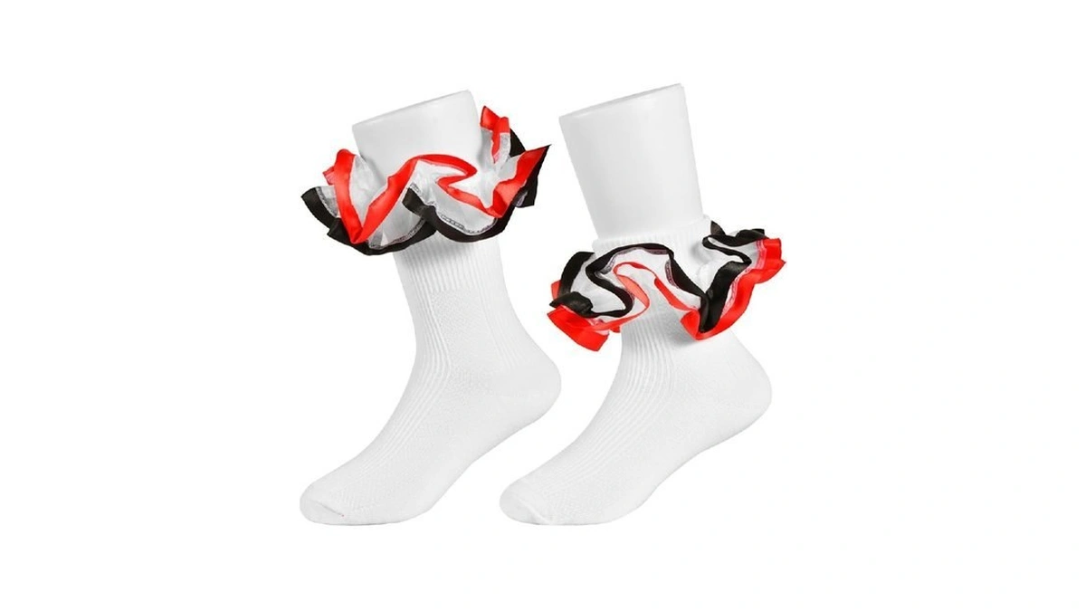 Wbzotss Toddler Girls Two Tone Lace Ruffle Socks, Double Turn