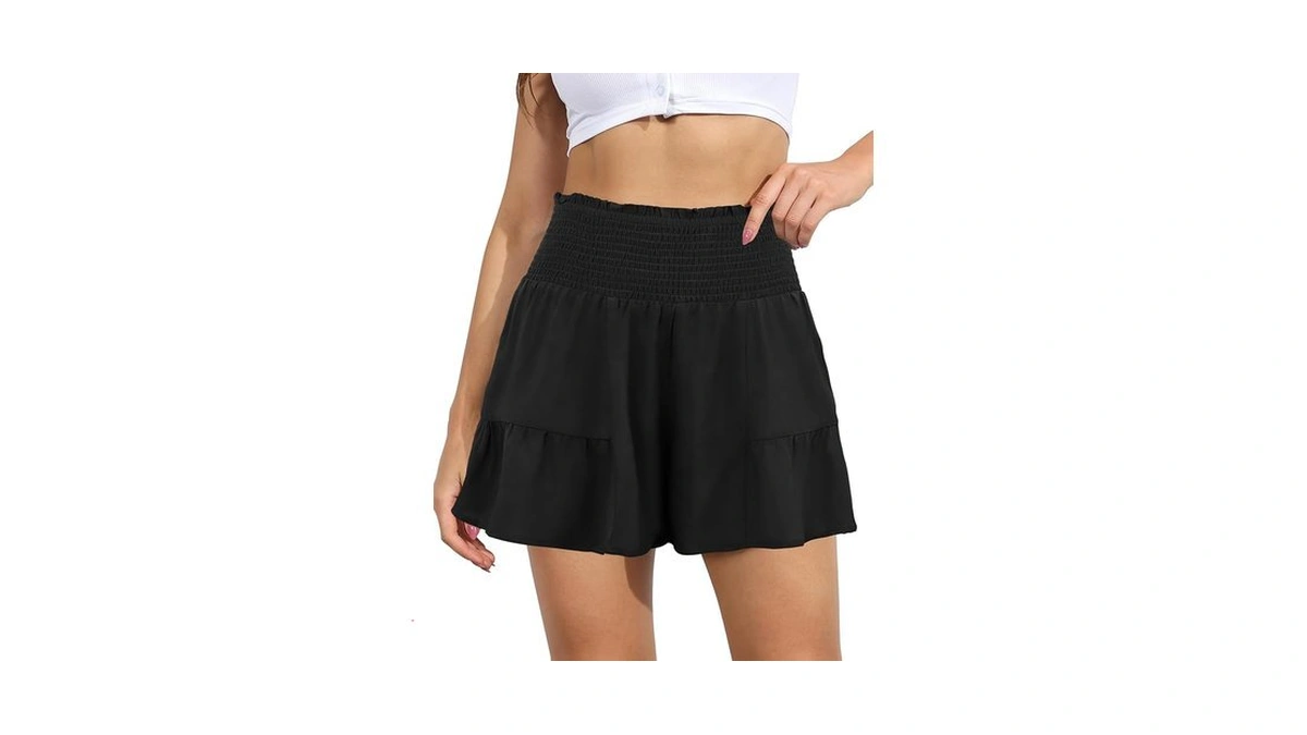 Guolezeev Women High Waisted Wide Leg Flowy Shorts Comfy Cute