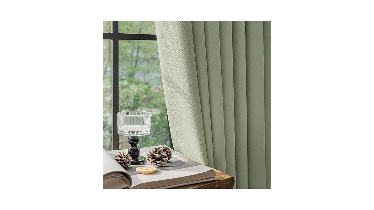 Fmfunctex 100% Blackout Curtains For Bedroom, Sage Green Back Tab
