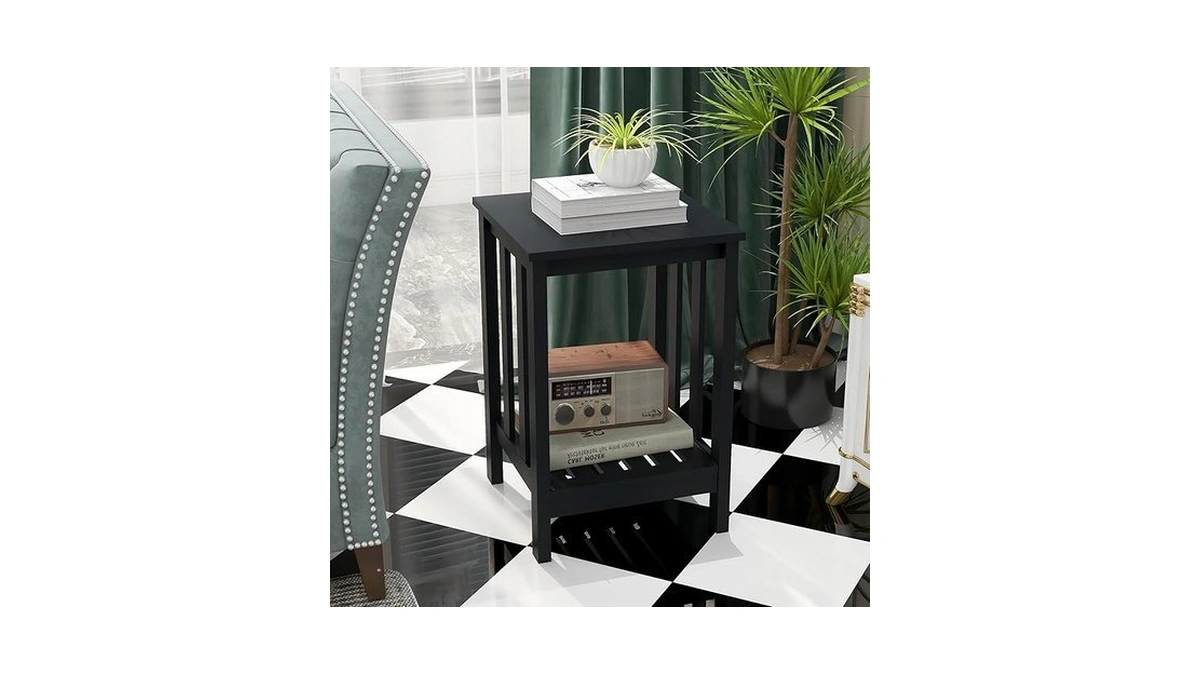 Taohfe Black Side Tables Living Room Modern Stand Rustic End