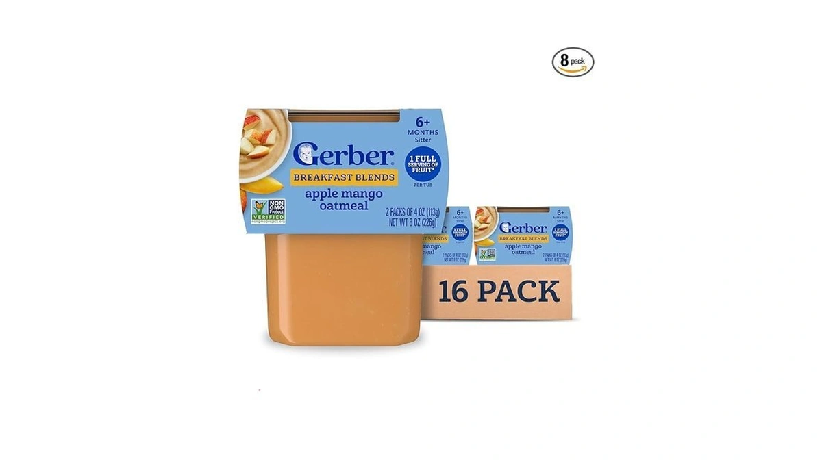 Gerber Stage 2 Baby Food, Apple Mango Oatmeal Cereal Puree