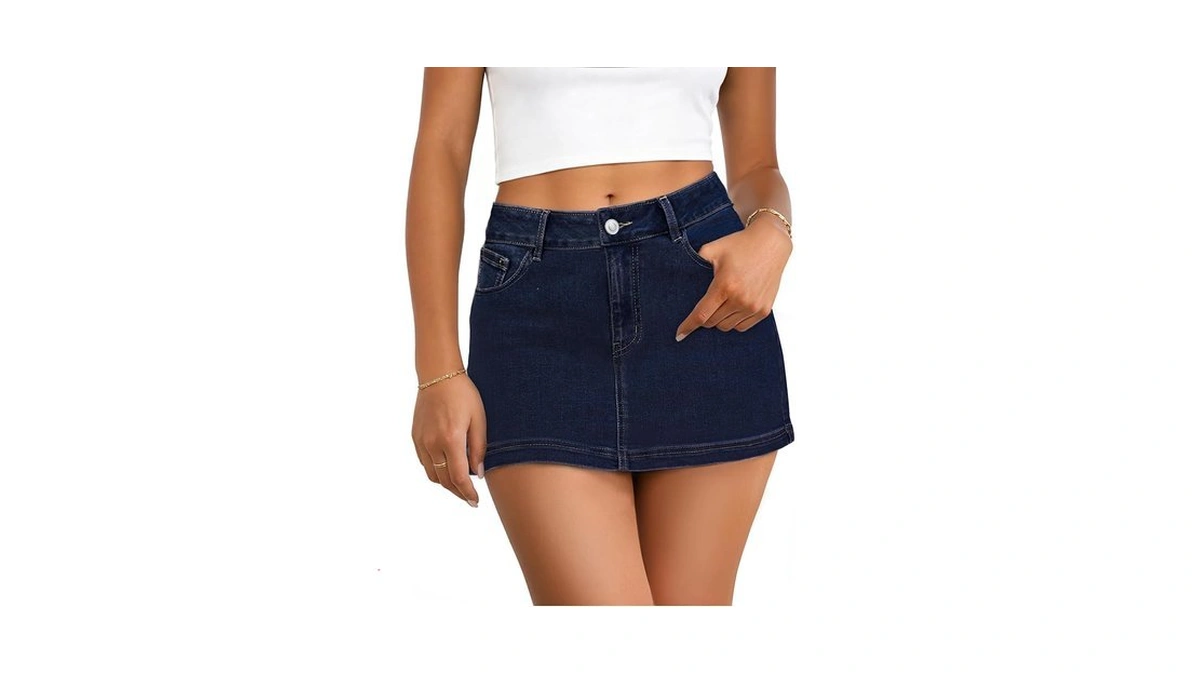 Dlooda Jean Denim Skirt For Women, Casual Denim Mini Skirt