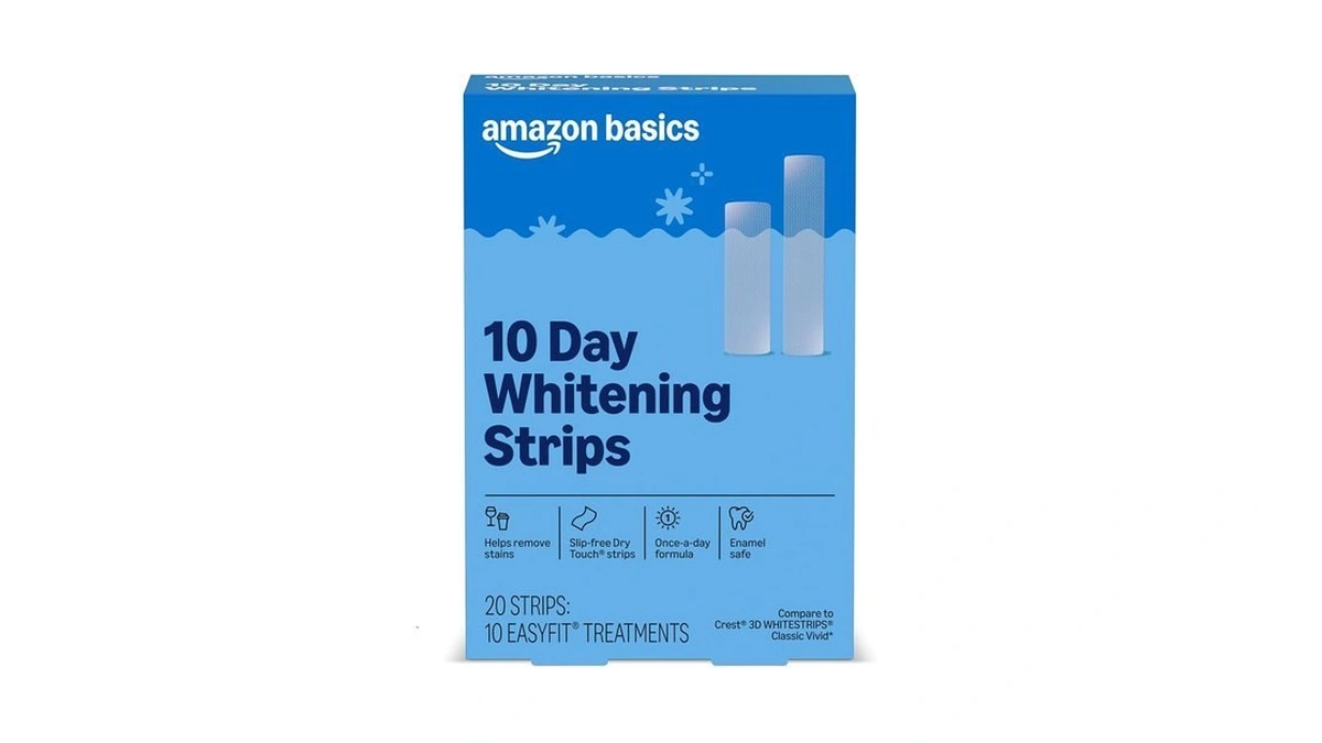 Amazon Basics 10 Day Teeth Whitening Strips Kit, 10 Treatments,