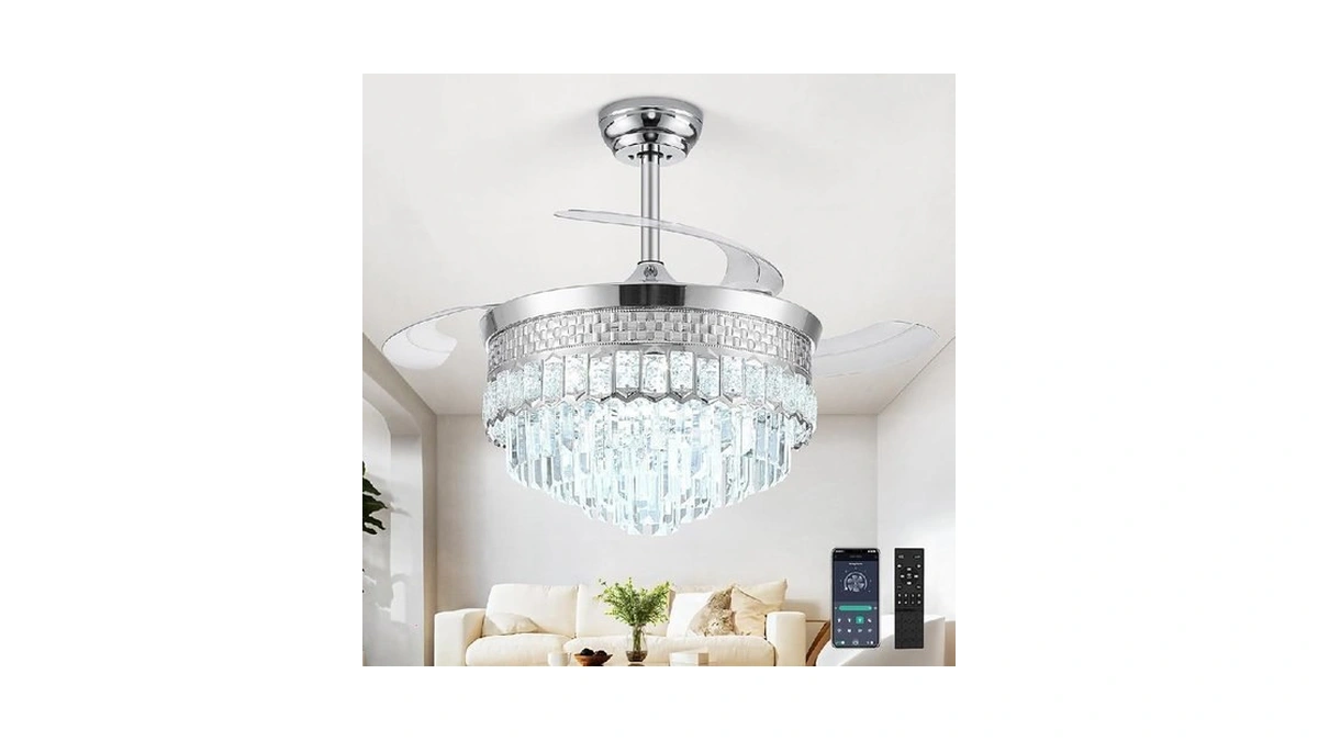 Deliyfans 42" Fandelier Ceiling Fan With Light, Chandelier Ceiling Fans