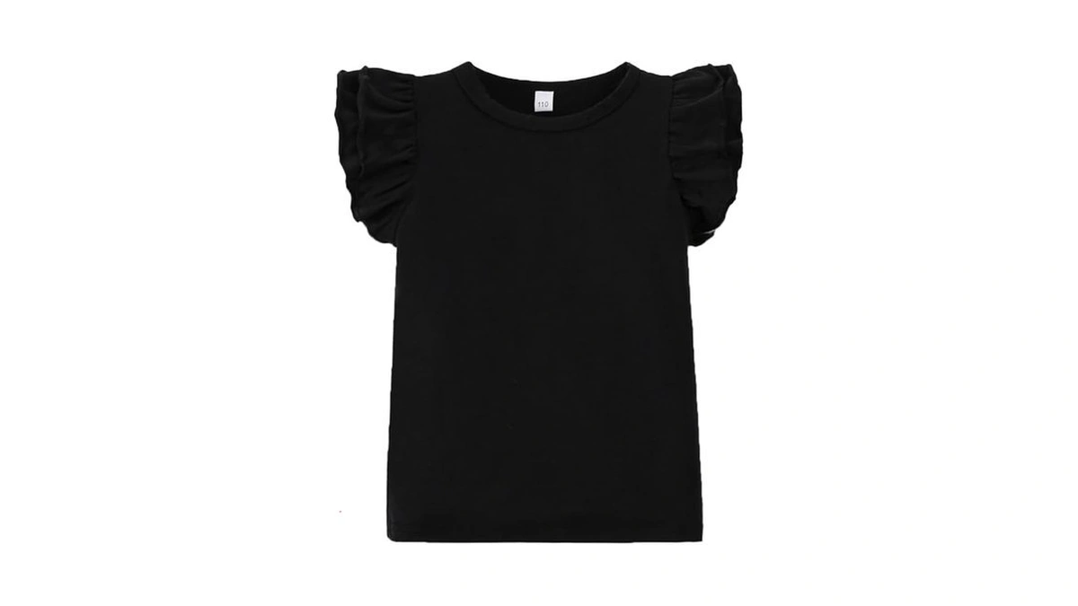 12m-7y Toddler Baby Girls Ruffle Round Neck Blouse Kids Girl