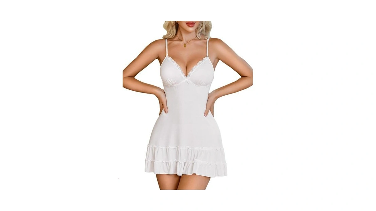 Avidlove Lingerie For Women Nightgown Lace Modal Sleepwear V-neck Chemise
