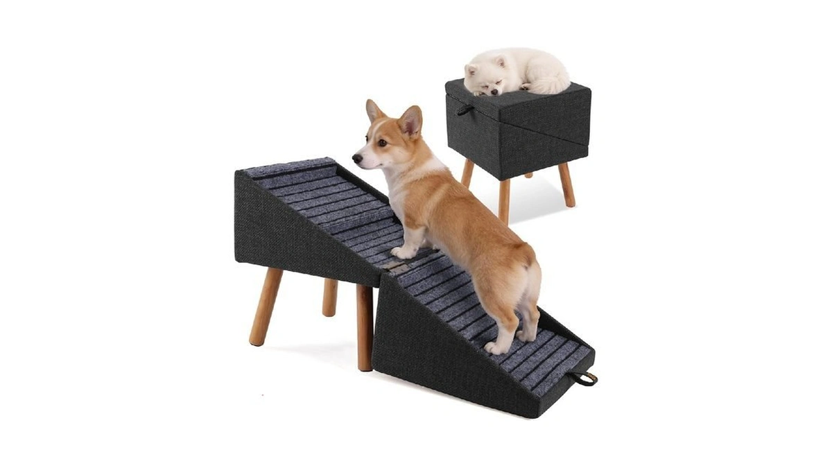 17.13" H Dog Stairs For Small Dogs, 2-in-1 Pet Steps