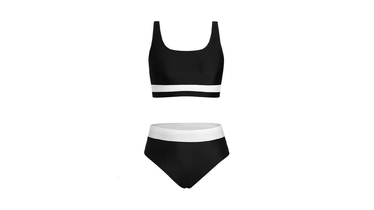 Alakuoti Girls Swimsuit Color Block Adjustable Straps Bikini Sets Teen