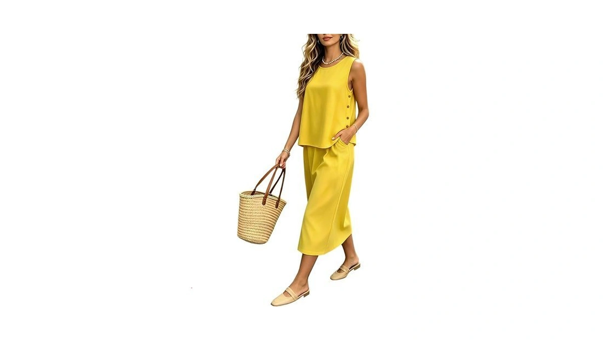 Joyfunear Women's Two Piece Pajama Macthing Sets Sleeveless Blouse Shirt