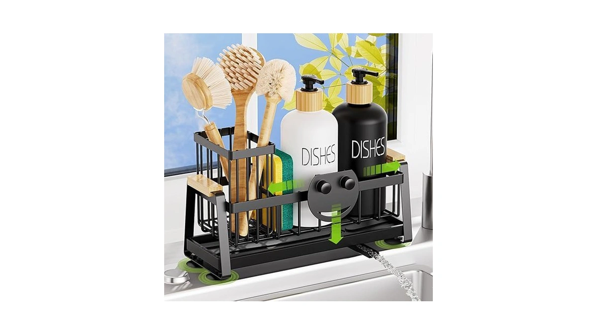 Sponge Holder For Kitchen Sink, Sink Caddy Organizer With Dish