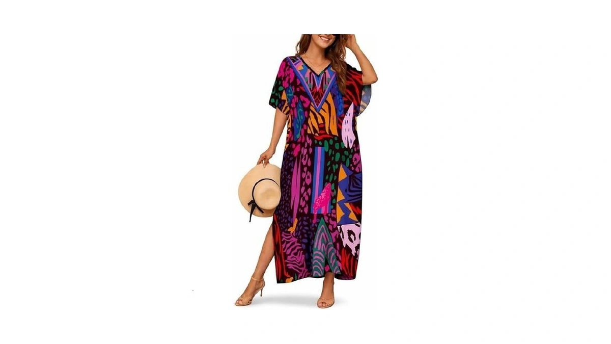 Kaftan Dresses For Women,breezy V Neck Mumuu Cover Up For