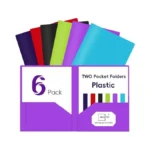 Binditek Plastic Folders With Pockets (6 Pack, Assorted Colors), Heavy