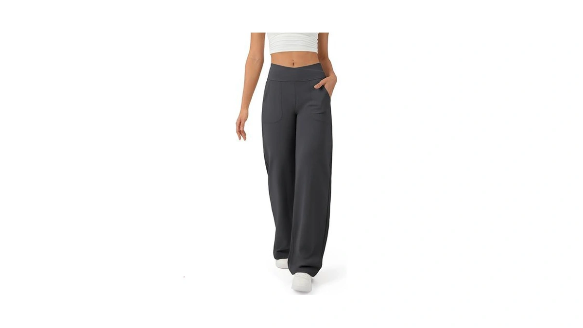 Affole Wide Leg Pants For Women Cross Waist Yoga Dress