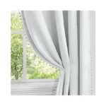 Homeideas Greyish White Pom Pom Blackout Curtains 52 X 96