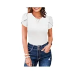 Miholl Women's 2026 Crewneck T Shirt Short Sleeve Ribbed Fitted