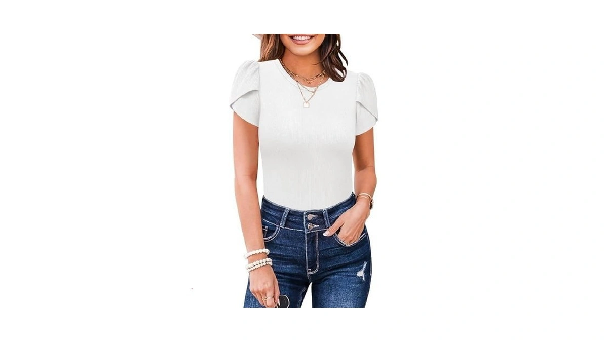 Miholl Women's 2026 Crewneck T Shirt Short Sleeve Ribbed Fitted
