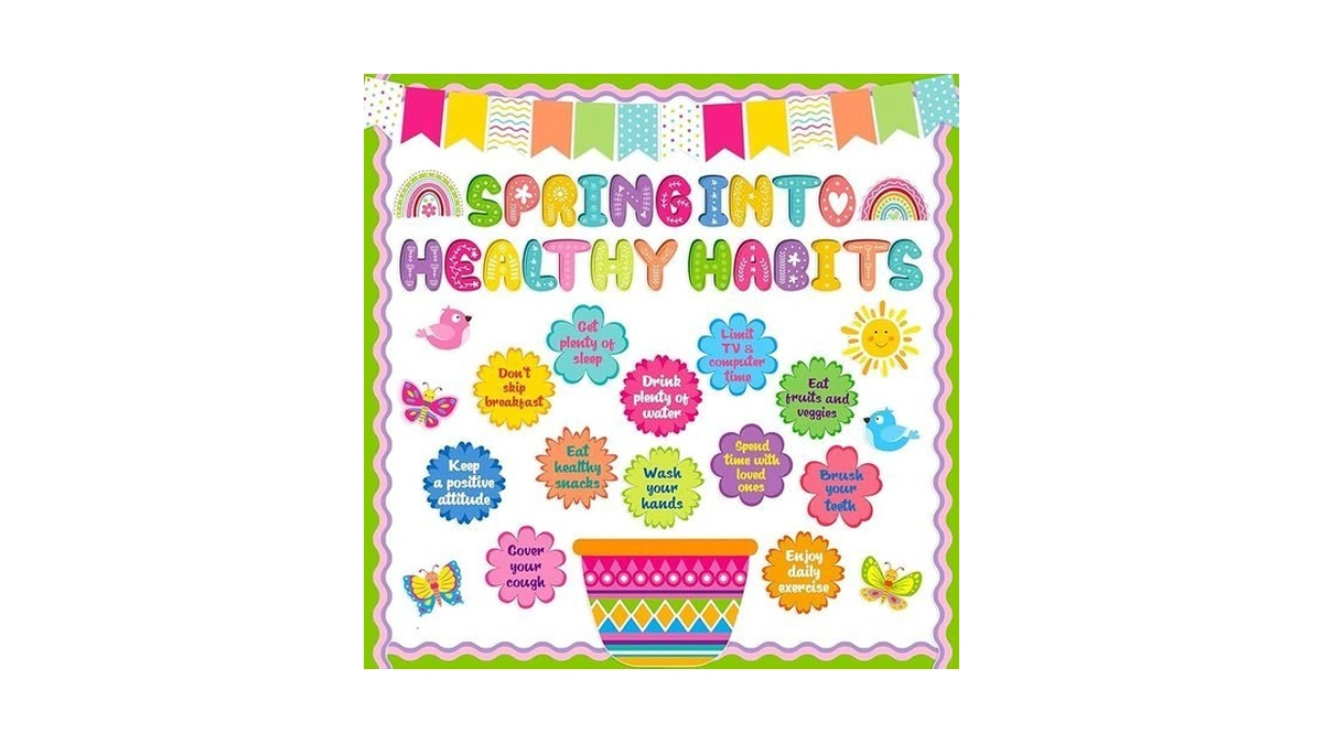 Honoson 74 Pcs Spring Bulletin Board Decorations Set Spring Into