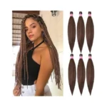 Mychanson Pre Stretched Braiding Hair 20 Inch 6 Packs Brown