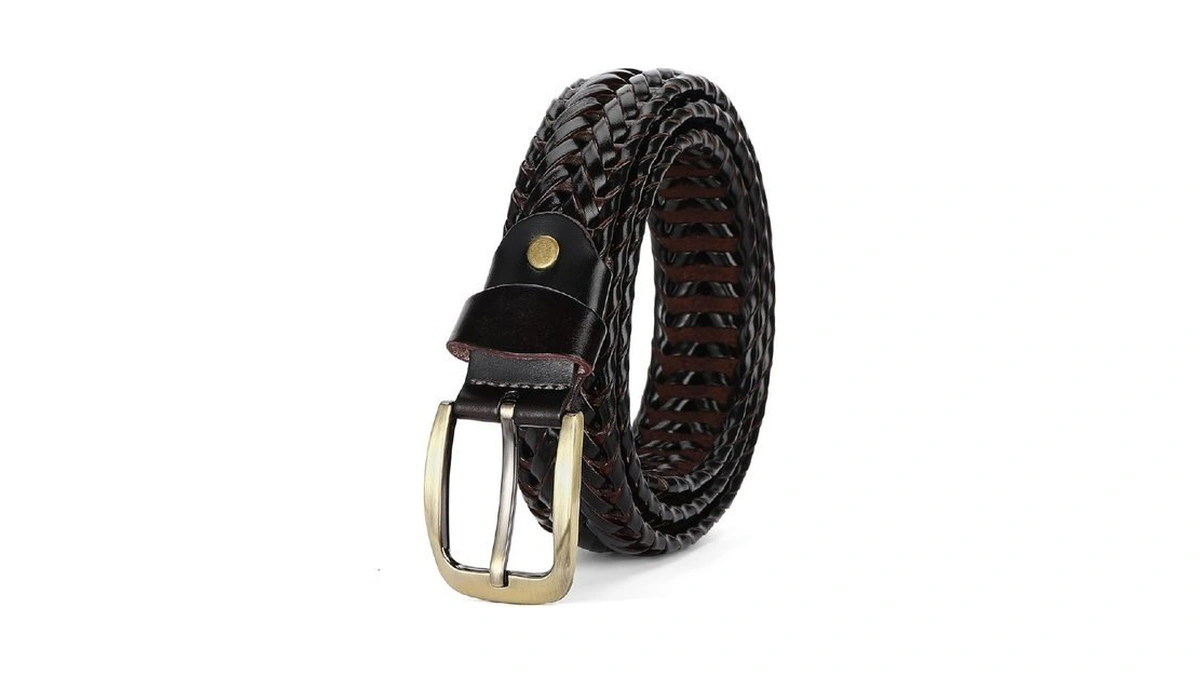 Sendefn Leather Braided Belts For Men, 1 3/8" Casual Woven