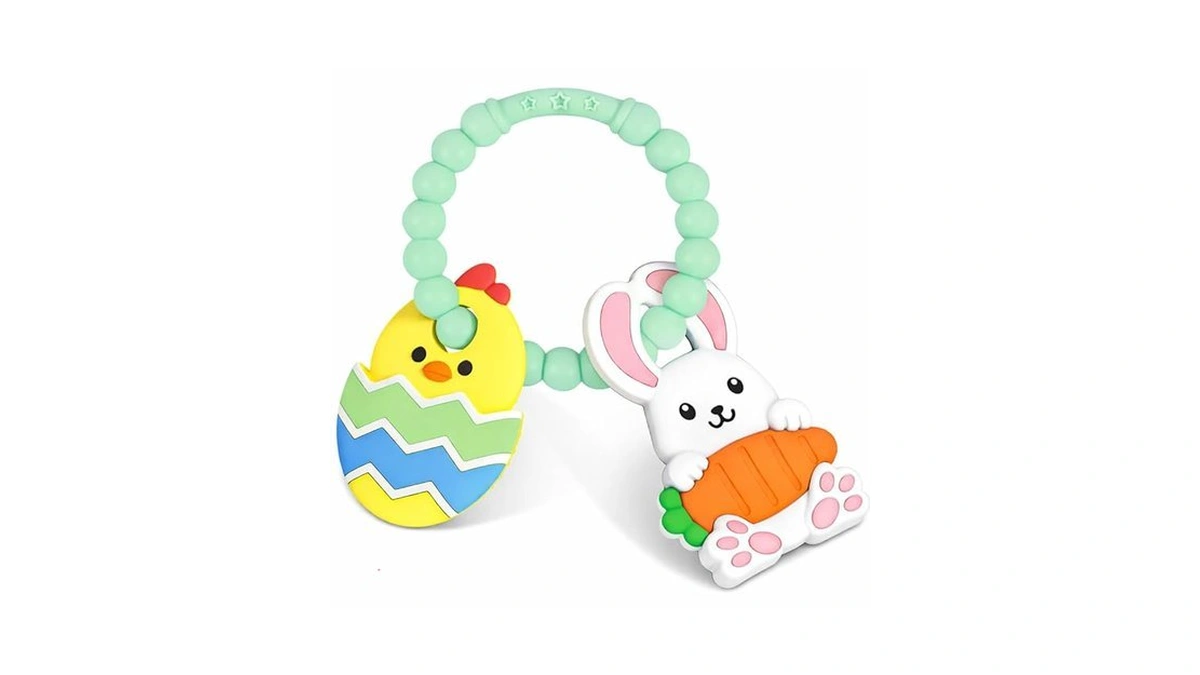 Easter Teething Ring For Baby, Bunny Carrot & Chick Egg
