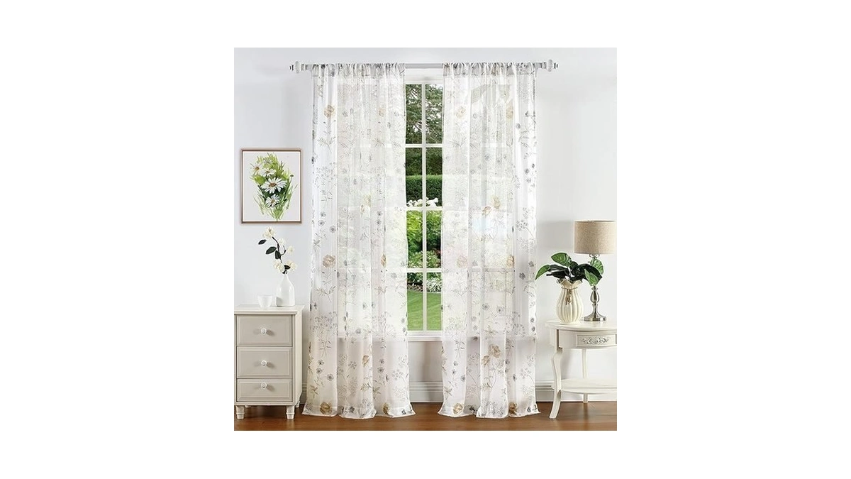 Martha Stewart Marthas Garden Floral Semi-sheer Rod Pocket Window Curtain