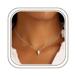 M Mooham Cross Necklace For Women Teen Girls - Silver