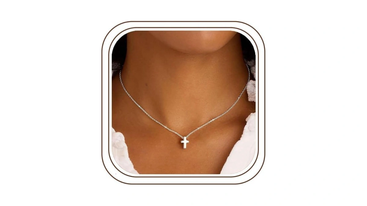 M Mooham Cross Necklace For Women Teen Girls - Silver