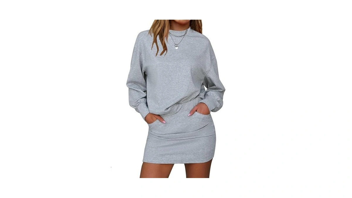 Exlura Womens 2 Piece Skirt Sets Long Sleeve Mock Neck