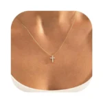 Monozo Gold Cross Necklace For Women - 14k Gold Plated