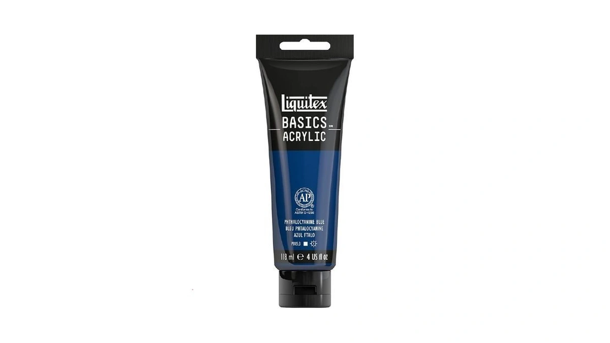 Liquitex Basics Acrylic Paint, 118ml (4-oz) Tube, Phthalocyanine Blue