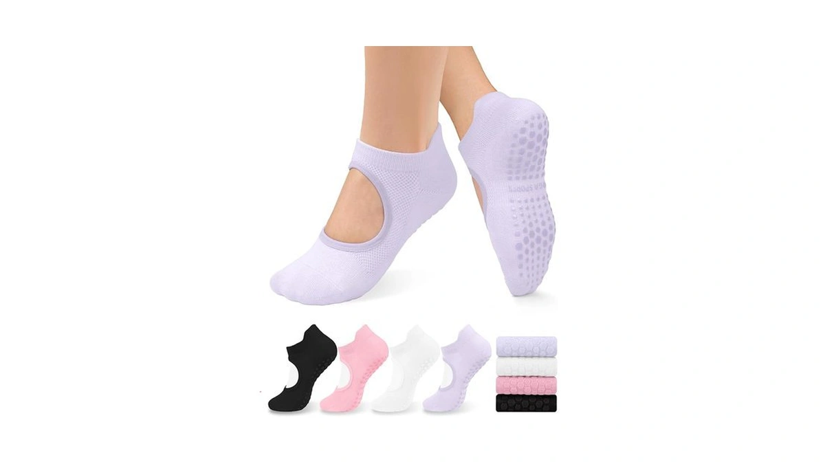 Yeug Grip Pilates Socks For Women Open Top Non Slip