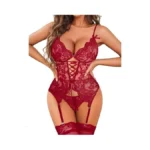 Avidlove Lingerie Set For Women Lace Garter Deep V Teddy