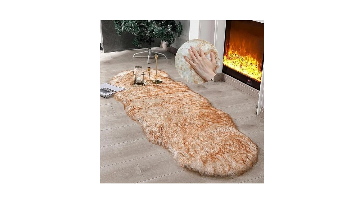 Linmopm Faux Fur Rug Sheepskin Shag Fluffy Fuzzy 2x6 Ft