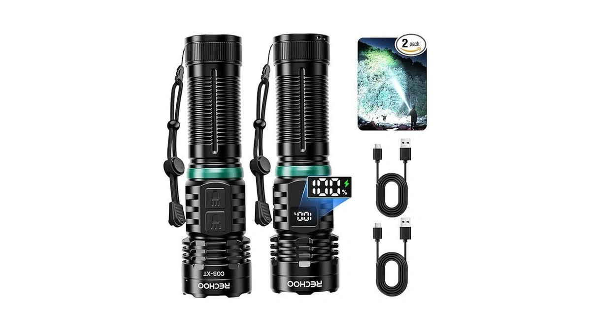 Rechoo Rechargeable Flashlights High Lumens, 990000lm Led Flashlight Rechargeable, Fixed