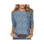 Noracora Women's 3/4 Length Sleeve Crew Neck T-shirt - Printed