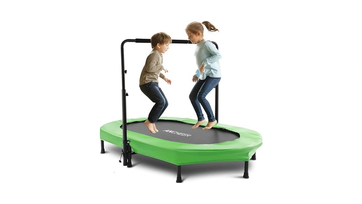 Ancheer Trampoline For Kids, 56" Double Toddler Trampoline With Adjustable