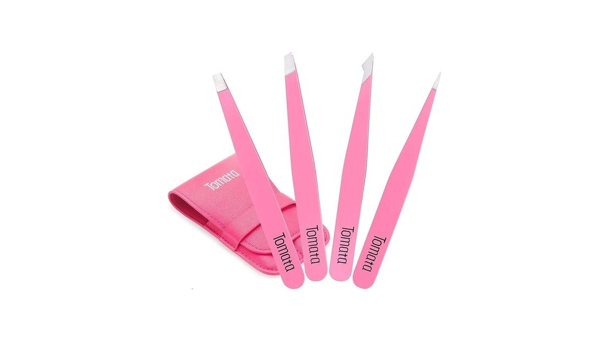 Tomata Tweezers For Eyebrows, Slant Tip And Pointed Eyebrow Tweezer